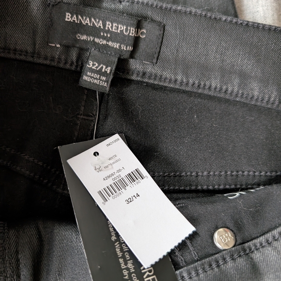 Banana Republic  Womens Curvy Hi Rise Slim Leather Look Black Jeans - Picture 2 of 7